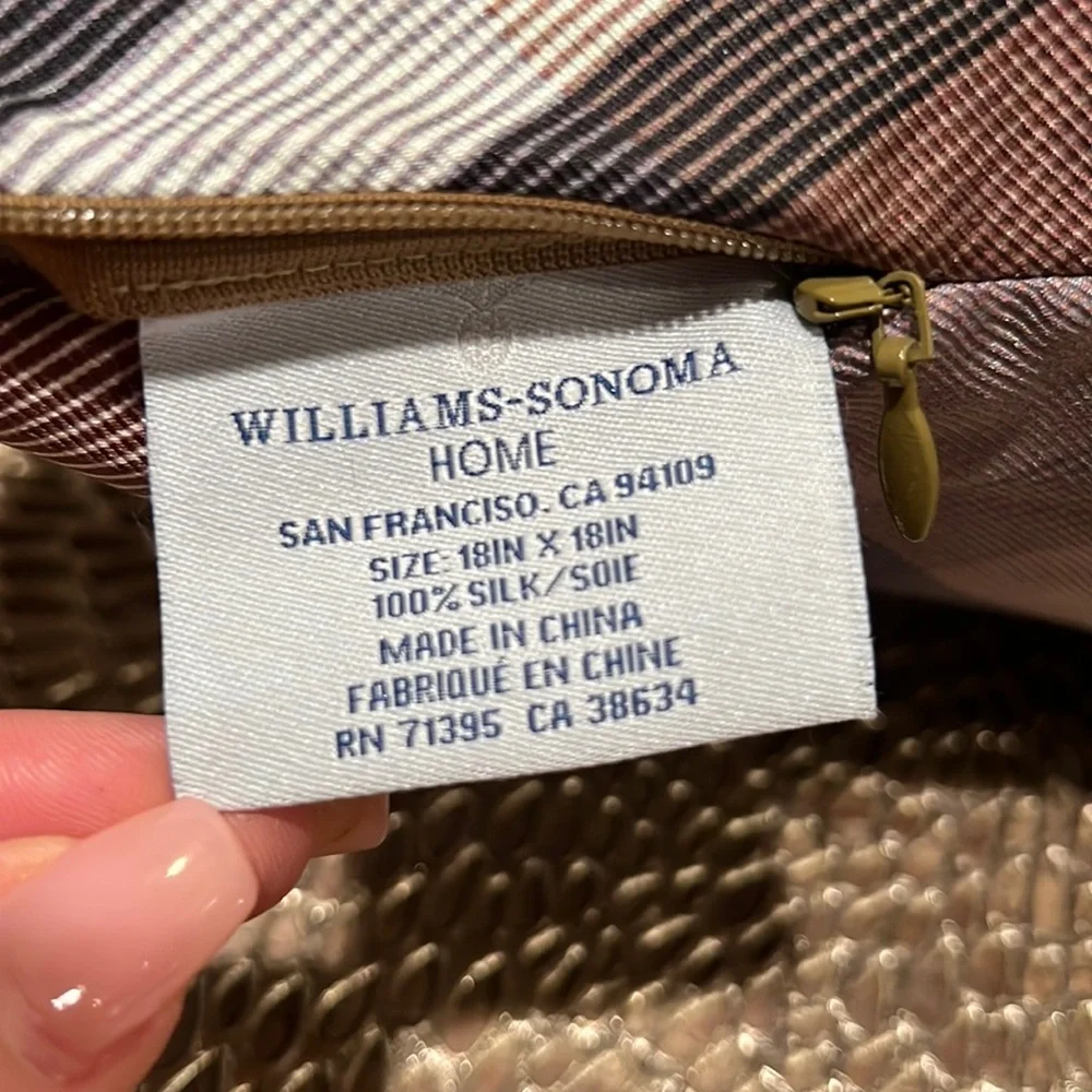 Williams Sonoma Home 100% Silk Pillow Cover with Down Feather Insert